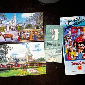Vintage Disney‎ Items ( 1988 Brochure, 2 Postcards, 1988 Ticket)